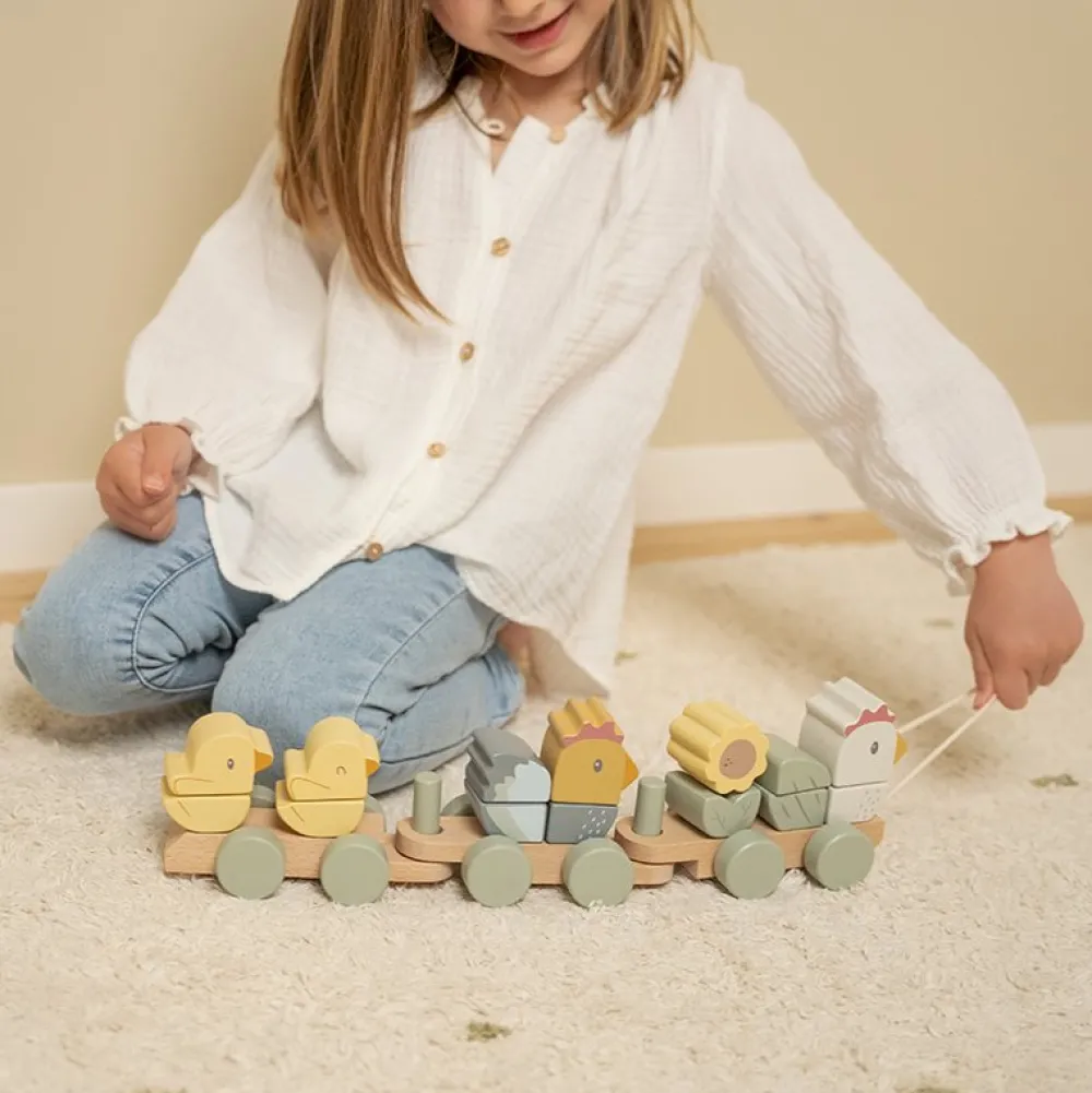 Little Dutch Blokkentrein kip Little Farm