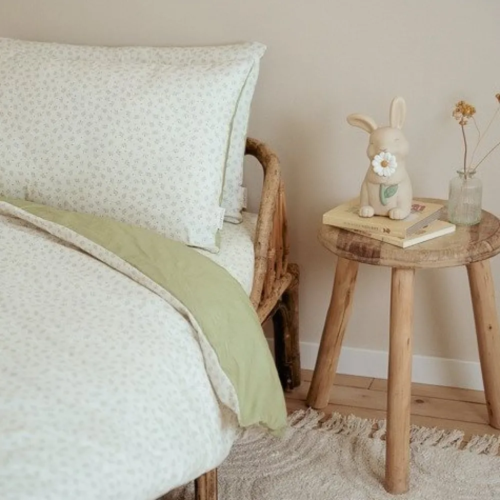 Little Dutch Eenpersoons dekbedovertrek - Groen - Essentials - Blueberry Leaves