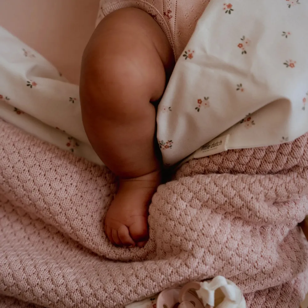 Little Dutch Gebreid wiegdeken - Fleece - Roze - Essentials