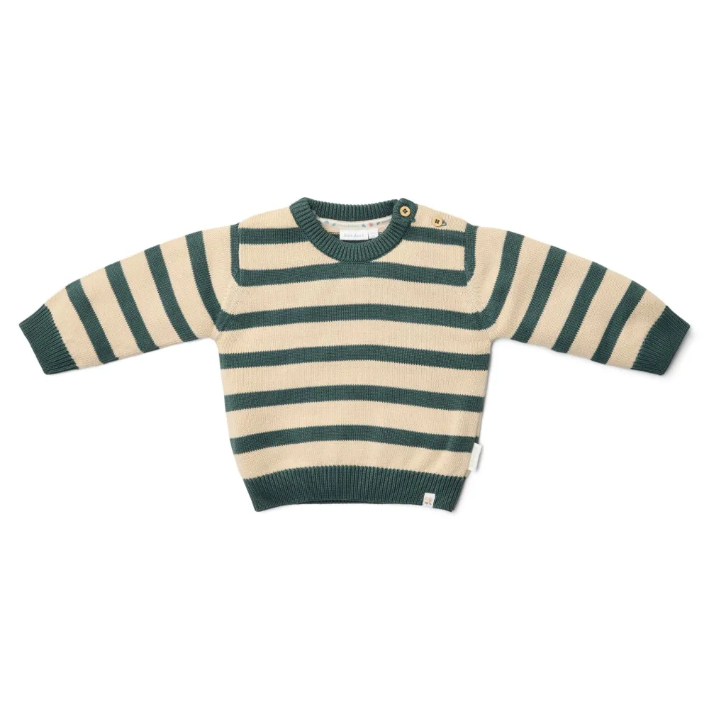 Little Dutch Gebreide trui - Groen - Forest Friends - Stripe