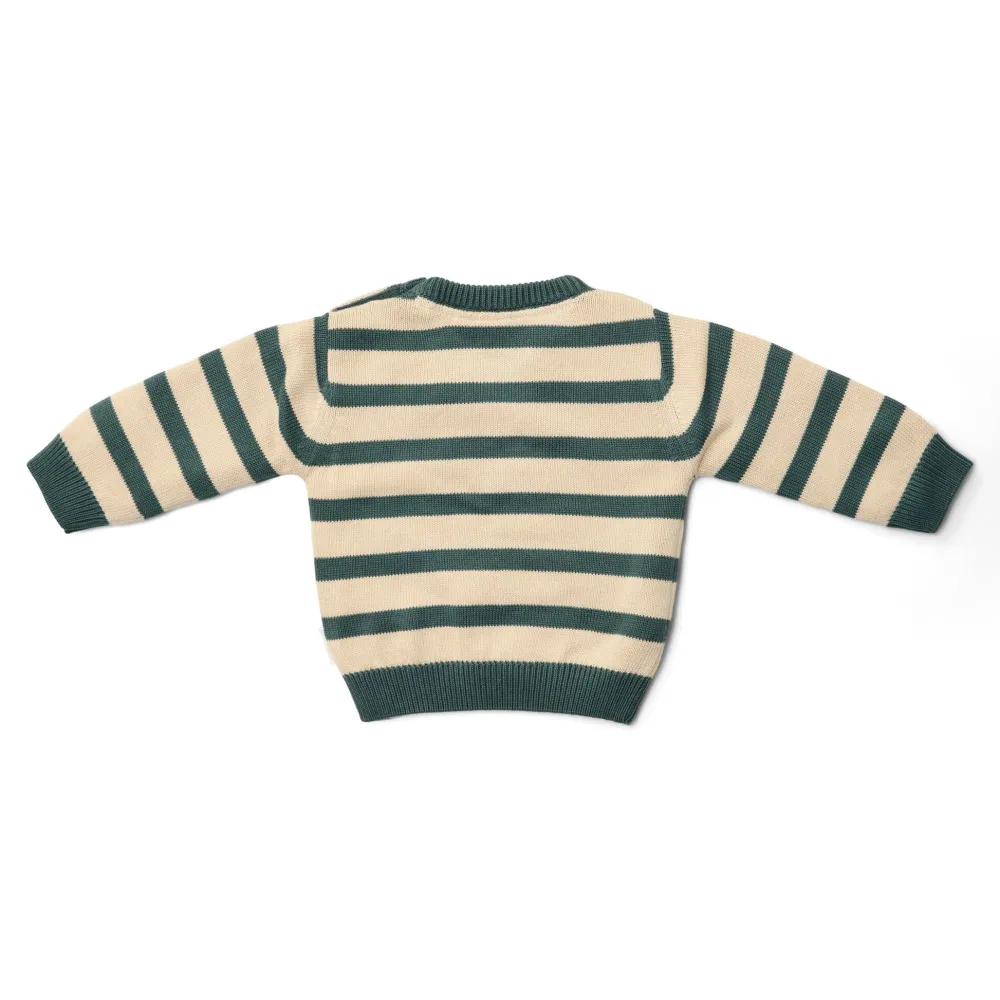 Little Dutch Gebreide trui - Groen - Forest Friends - Stripe