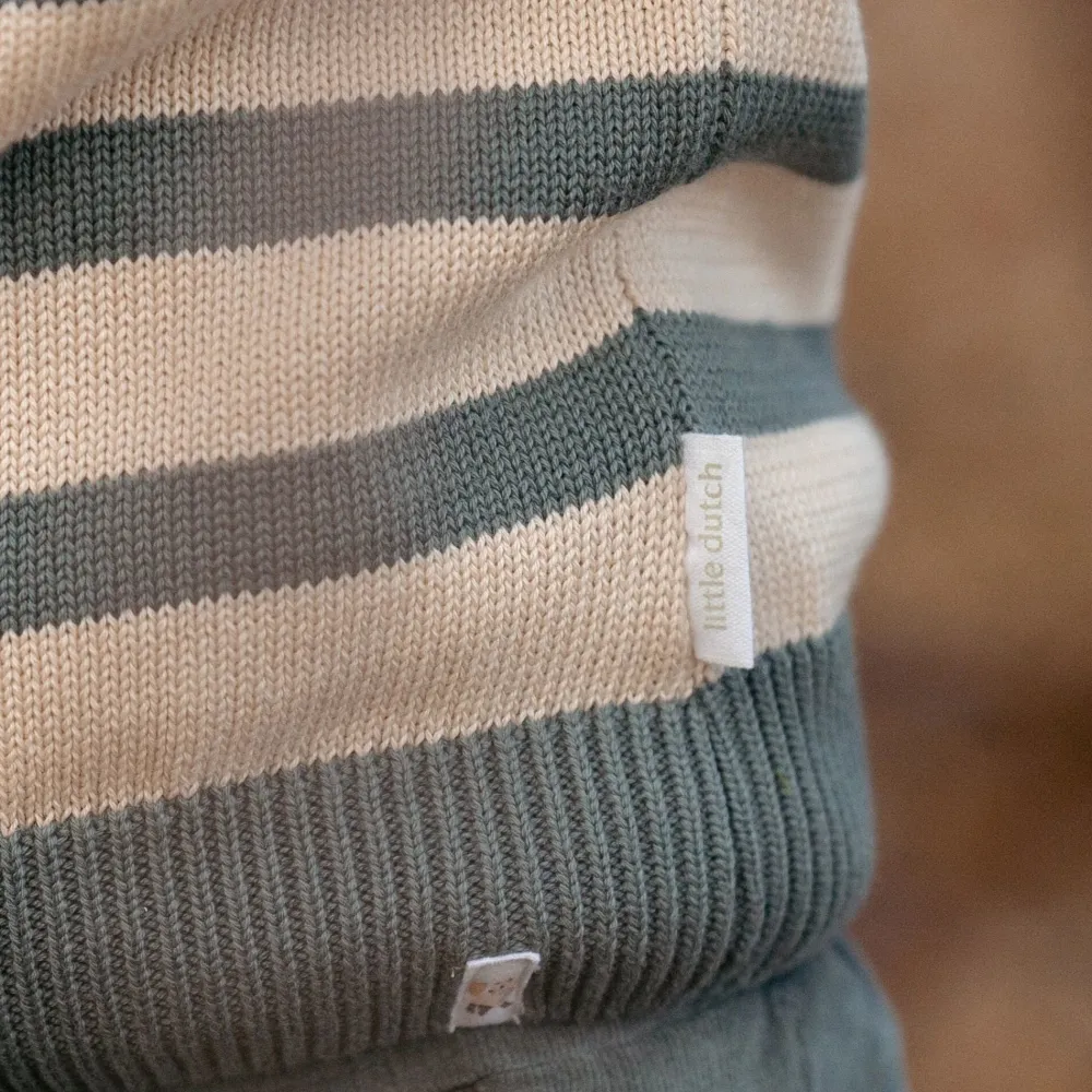 Little Dutch Gebreide trui - Groen - Forest Friends - Stripe