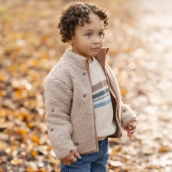 Little Dutch Gebreide trui - Zand - Forest Friends - Stripe