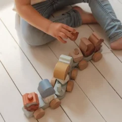 Little Dutch Houten Blokkentrein - Blauw - Forest Friends