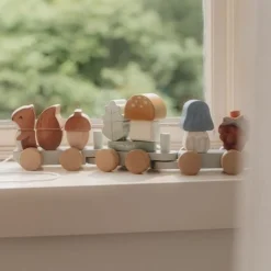 Little Dutch Houten Blokkentrein - Blauw - Forest Friends