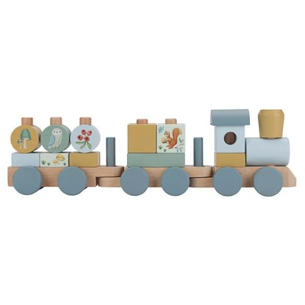 Little Dutch Houten Blokkentrein - Blauw - Forest Friends