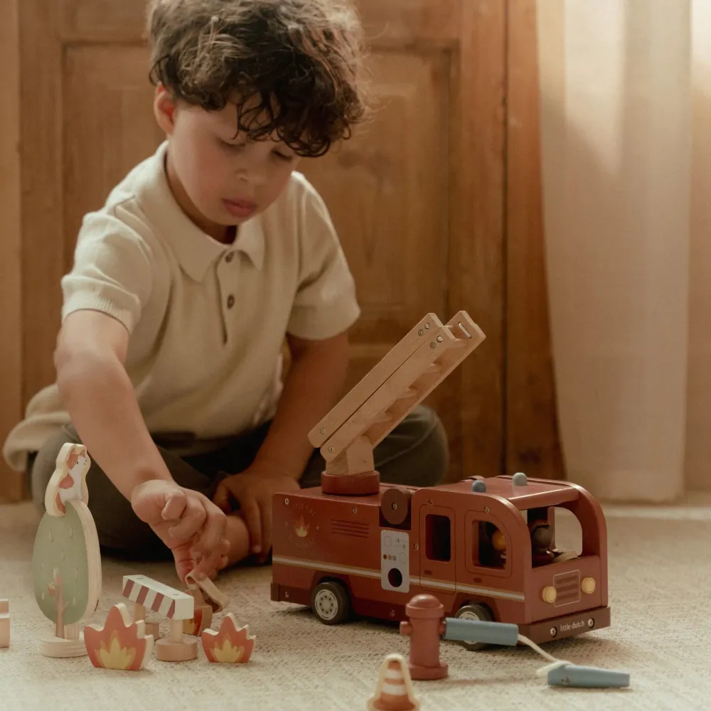 Little Dutch Houten brandweerwagen – Rood – Essentials