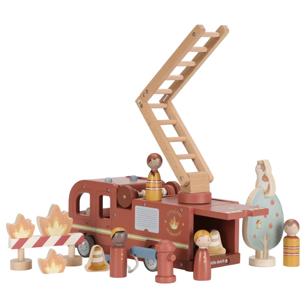 Little Dutch Houten brandweerwagen – Rood – Essentials