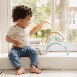 Little Dutch Houten Stapelregenboog - Blauw - Forest Friends