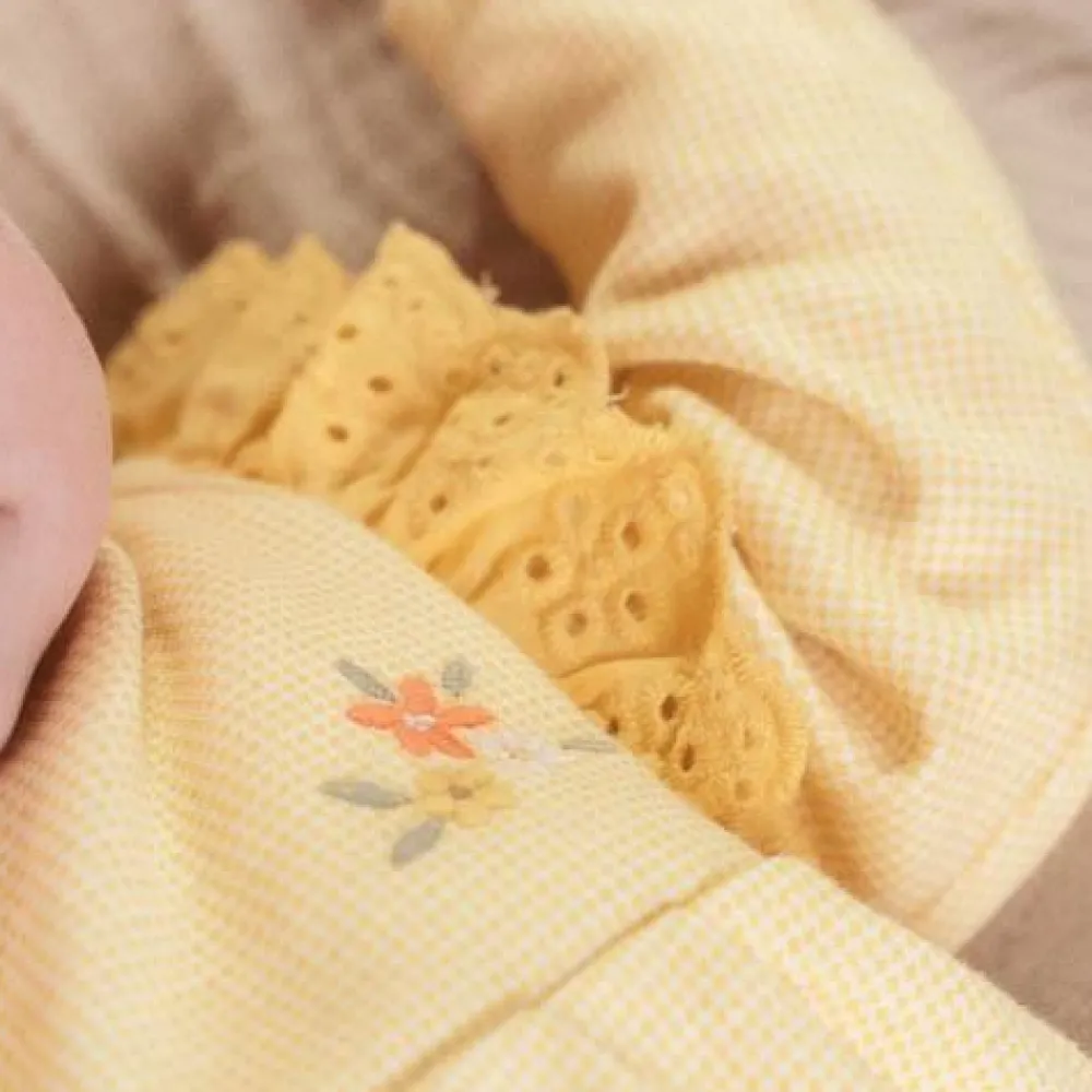 Little Dutch Jurk lange mouw - Geel - Little Farm - Geruit