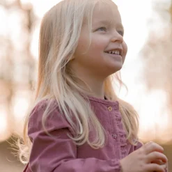 Little Dutch Jurk lange mouw - Roze - Fairy Garden - Corduroy