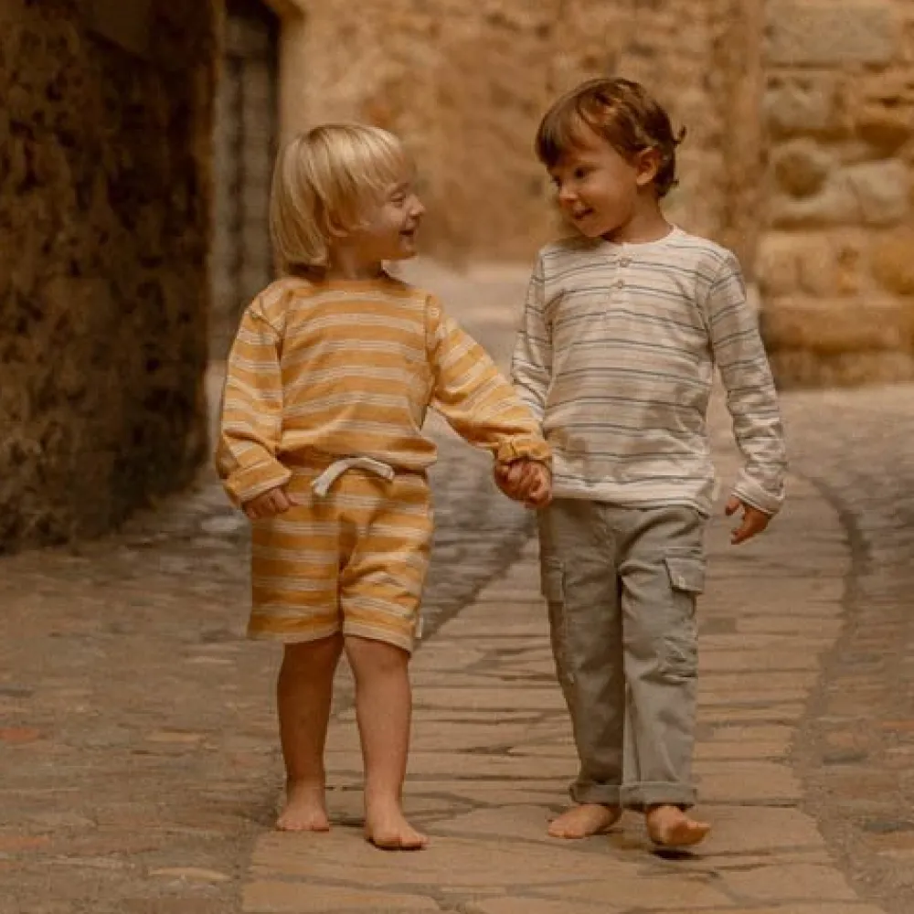 Little Dutch Korte broek - Geel - Forest Friends - Stripe