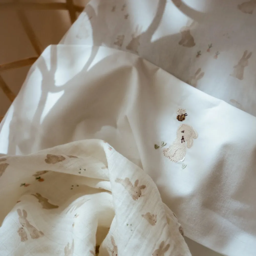 Little Dutch Ledikantlaken - Wit - Newborn Naturals - Baby Bunny