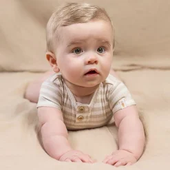 Little Dutch Romper korte mouw - Zand - Newborn Naturals