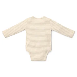 Little Dutch Romper overslag lange mouw - Beige - Newborn Naturals - Stripe