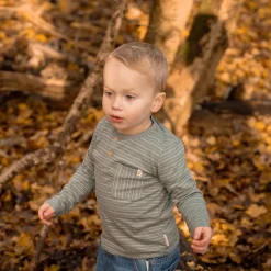 Little Dutch Shirt lange mouw - Groen - Forest Friends - Stripe