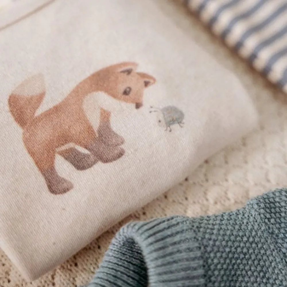 Little Dutch Shirt lange mouw - Zand - Forest Friends - Vosje