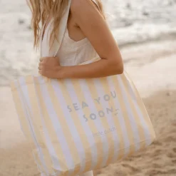 Little Dutch Strandtas - Geel - Maat one size - Stripe