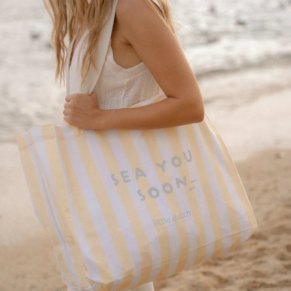Little Dutch Strandtas - Geel - Maat one size - Stripe