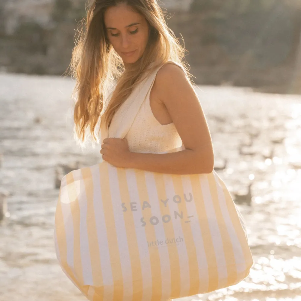 Little Dutch Strandtas - Geel - Maat one size - Stripe