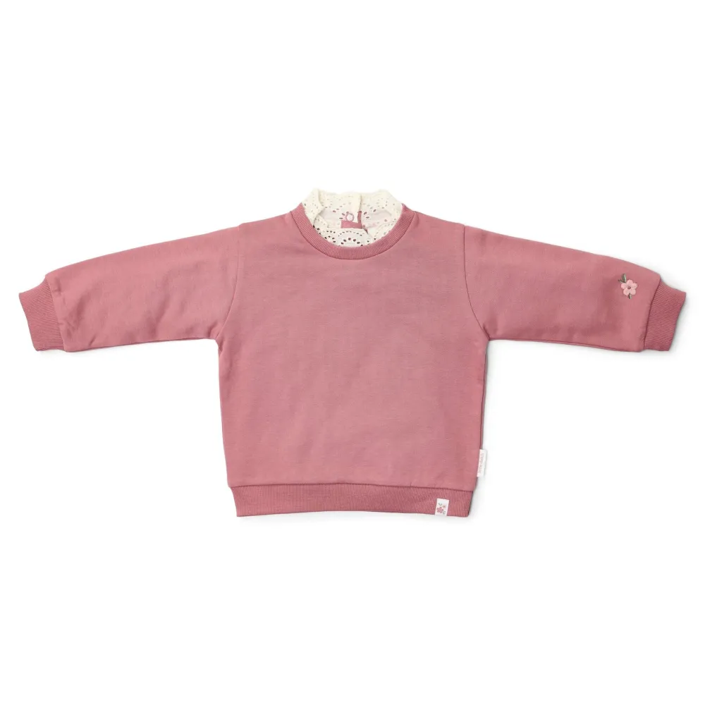 Little Dutch Sweater met kraag - Roze - Fairy Garden