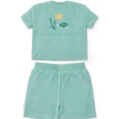 Little Dutch T-shirt en Short - Groen - Seashells and Stripes