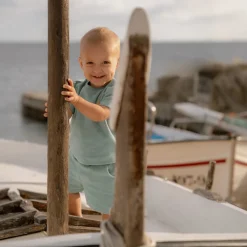 Little Dutch T-shirt en Short - Groen - Seashells and Stripes