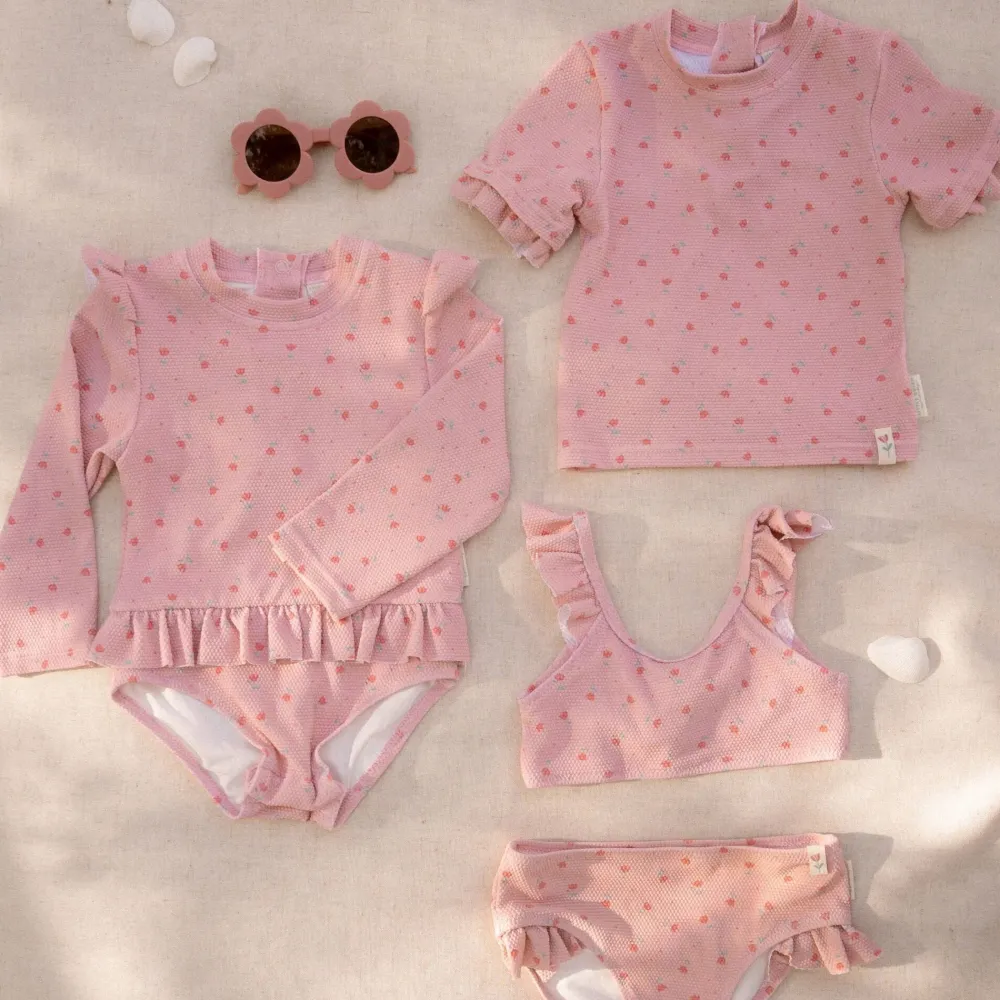 Little Dutch Zwemshirt korte mouw - Lichtroze - Sunny Flowers