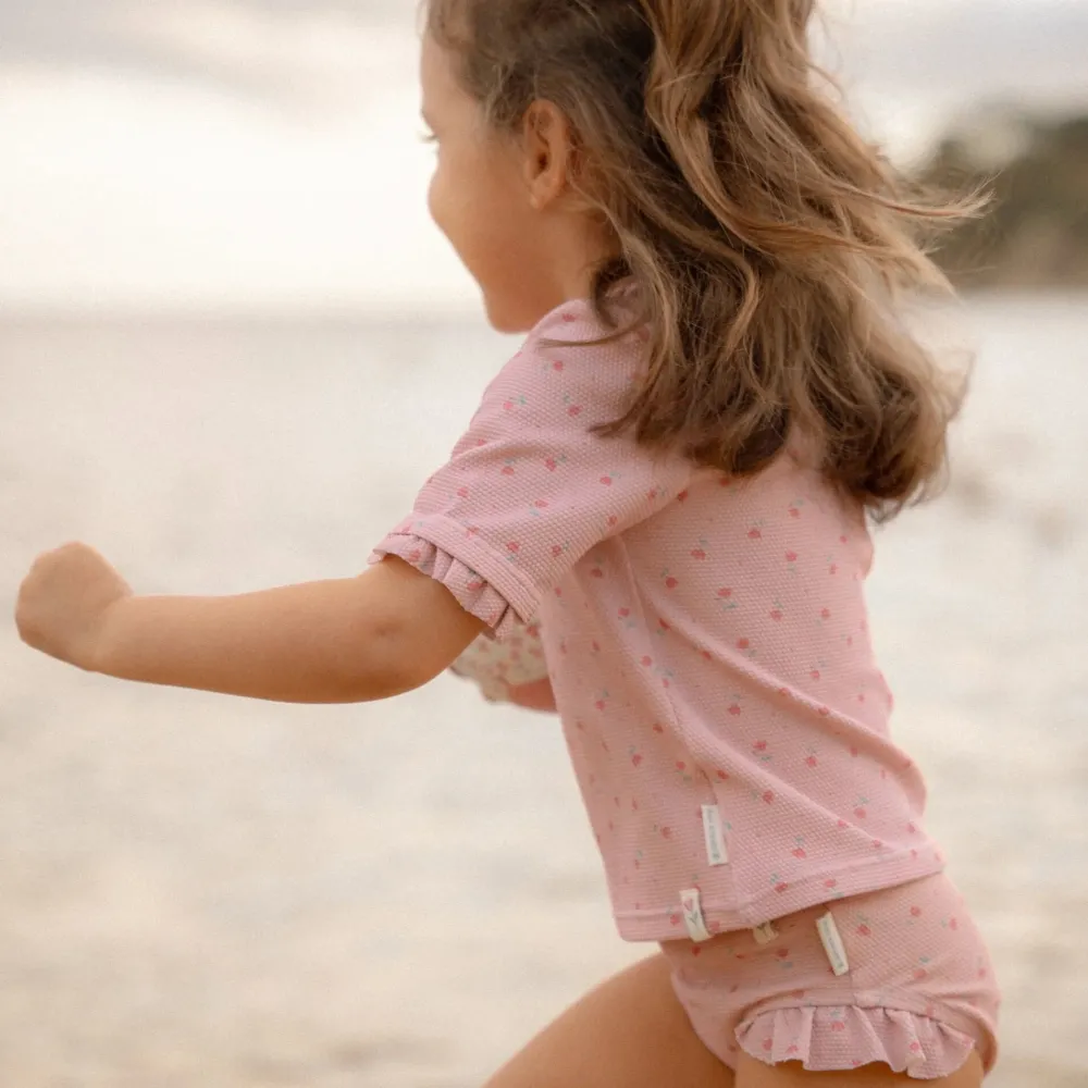 Little Dutch Zwemshirt korte mouw - Lichtroze - Sunny Flowers