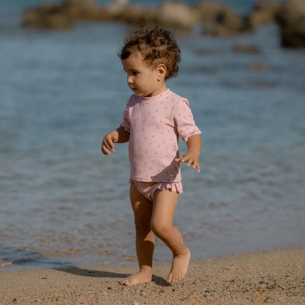 Little Dutch Zwemshirt korte mouw - Lichtroze - Sunny Flowers